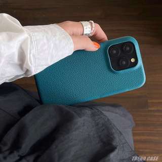 Ins Simple nicheLichee Pattern Vỏ cứng da chống sốc cho iPhone 15 14 13 12 Pro Max Business Cover