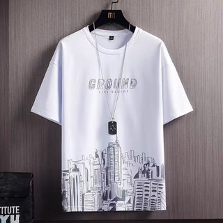 Mùa Hè Phong Cách Mới Cổ Tròn Ngắn Tay Áo Thun Nam Rời In Hình Top