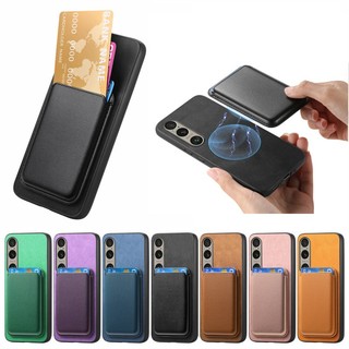 Ốp Điện Thoại Da PU Từ Tính Trơn Da PU Cho Sony Xperia 10 VI 1 VI Xperia 10 V 5 V Xpreria 1 V Đẩy Kéo Thiết Kế Thẻ Gói