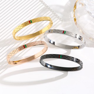 Ht Thép Titan Retro Đôi G Đỏ Thanh Xanh Vòng Tay Nam Nữ Cặp Đôi Hoa Văn Thép Không Gỉ Cao Cấp Vòng Tay