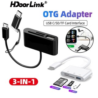 Đầu đọc thẻ nhớ HdoorLink ykk 3 trong 1 cổng micro USB loại C SD TF OTG cho máy tính bảng