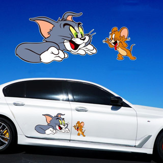 Miếng Dán Trang Trí Xe Hơi Hình Mèo Và Chuột 3d Dễ Thương Chống Thấm Nước