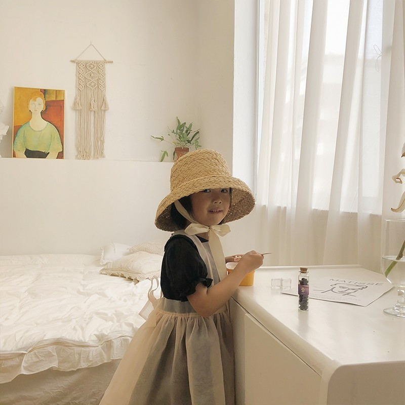 Mũ Rơm Du Lịch Mùa Hè Mũ Chống Nắng Có Dây Buộc Trắng Có Thể Điều Chỉnh Mũ Cói Che Nắng Chống Gió In Hoạt Hình Kèm Dây Đeo Thời Trang Mùa Hè Cho Bé