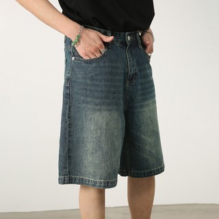 Quần short jeans niga lửng ống rộng wash nam nữ unisex