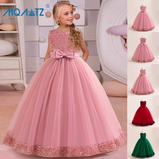 Mqatz Mùa Hè Dài Dạ Hội Cho Bé Gái Trẻ Em Trang Phục Đầm Công Chúa Đính Kim Sa Lấp Lánh Đầm Bé Gái Thanh Lịch Sinh Nhật Áo Cưới 5-14Y LP-518