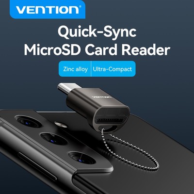 Vention Đầu đọc thẻ thông hơi USB 2.0 Loại C 512G Hợp kim kẽm TF Đọc thẻ đơn có móc khóa Dễ đọc cho Ip 16 điện thoại máy tính xách tay Micro TF
