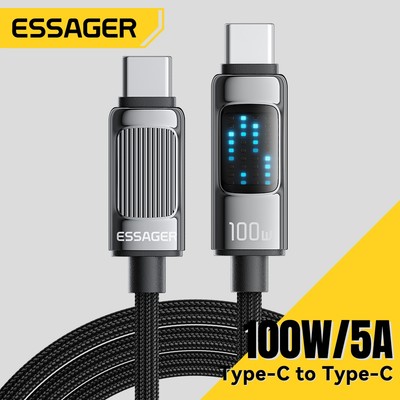 Essager 5A 100W Type C Sang Type C Dây Sạc Nhanh Cho Samsung Ip 15 Điện Thoại 480Mbps E-Marker Chip