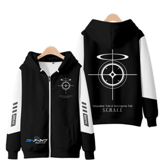 Anime mới Blue Archive Logo đại học Áo Hoodie có dây kéo thời trang nam Nhật Bản dáng rộng dành cho nữ ❥ ❈ Áo len in hình Unisex Áo khoác dài tay có mũ trùm đầu Top Cosplay