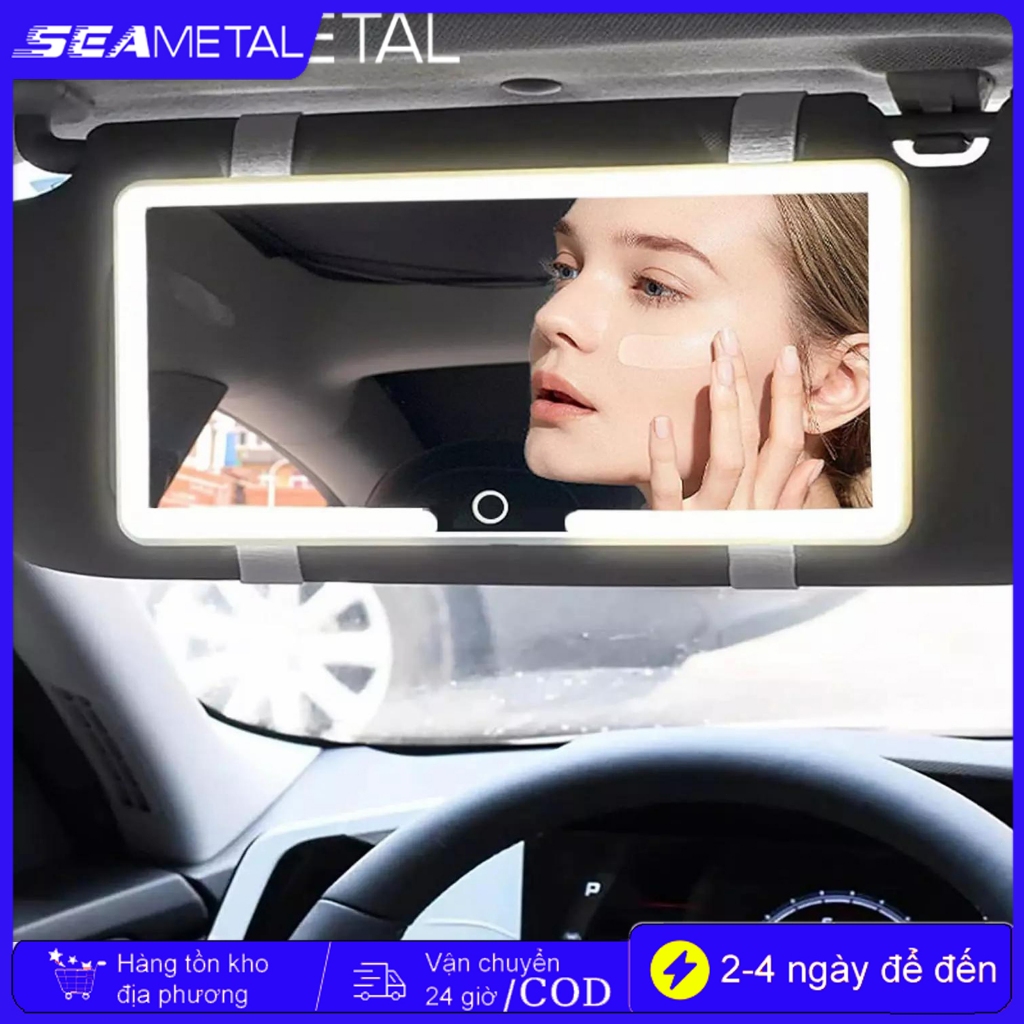 Gương Trang Điểm Trên Ô Tô Với Đèn LED 3 Chế Độ Ánh Sáng Gắn Chắn Nắng Xe Hơi, sạc USB Đa năng cao cấp