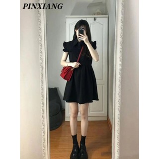 Pinxiang Váy mới dành cho nữ Thiết kế kiểu Pháp Váy ngắn cổ tròn Niche