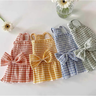 Kẻ sọc công chúa gió thú cưng váy Teddy bệnh Pomeranian chó con nhỏ mèo chó quần áo mùa hè váy mỏng