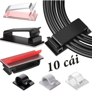 10 cái Nẹp Dây Điện Dán Tường Cố Định Dây Điện, Dây Cáp, Kẹp Dây Điện Tự Dính Size Lớn Giúp Đi Dây Gọn Gàng D06