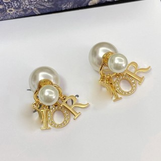 Bông Tai Chữ Đính Đá Ngọc Trai Thời Trang Cao Cấp Dành Cho Nữ