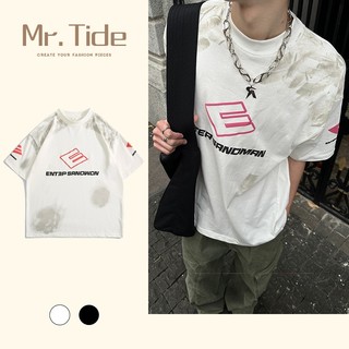 nam ngắn tay xu hướng retro Mỹ đau khổ hip-hop đường phố retro áo thun