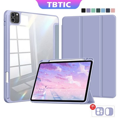 TBTIC Cho iPad 12th 11th A16 10th Mini 6 7th 8th 9th 10.2 5th 6th 9.7 Air 8 7 M3 2025 4 5 10.9 Pro 2020 2021 2022 Vỏ Trong Suốt Silicon 11 Inch Có Giá Đỡ Khe Cắm Bút Chì