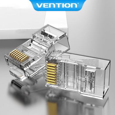 Đầu nối Vention RJ45 Cat6 / Cat5e / Cat5 Cắm mạng 8P8C Cáp Ethernet mô-đun Đầu nối uốn cho dây rắn và cáp tiêu chuẩn trong suốt