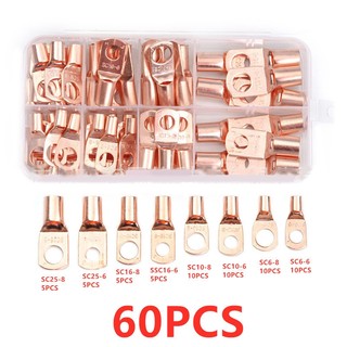 60 chiếc sc đồng đóng hộp lug vòng cói đầu nối dây uốn thiết bị đầu cuối đầu nối cáp