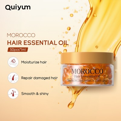 Tinh chất tóc QUIYUM Maroc Chăm sóc tóc 50 viên * 1ml Sửa chữa Split Ends Tăng cường độ bóng
