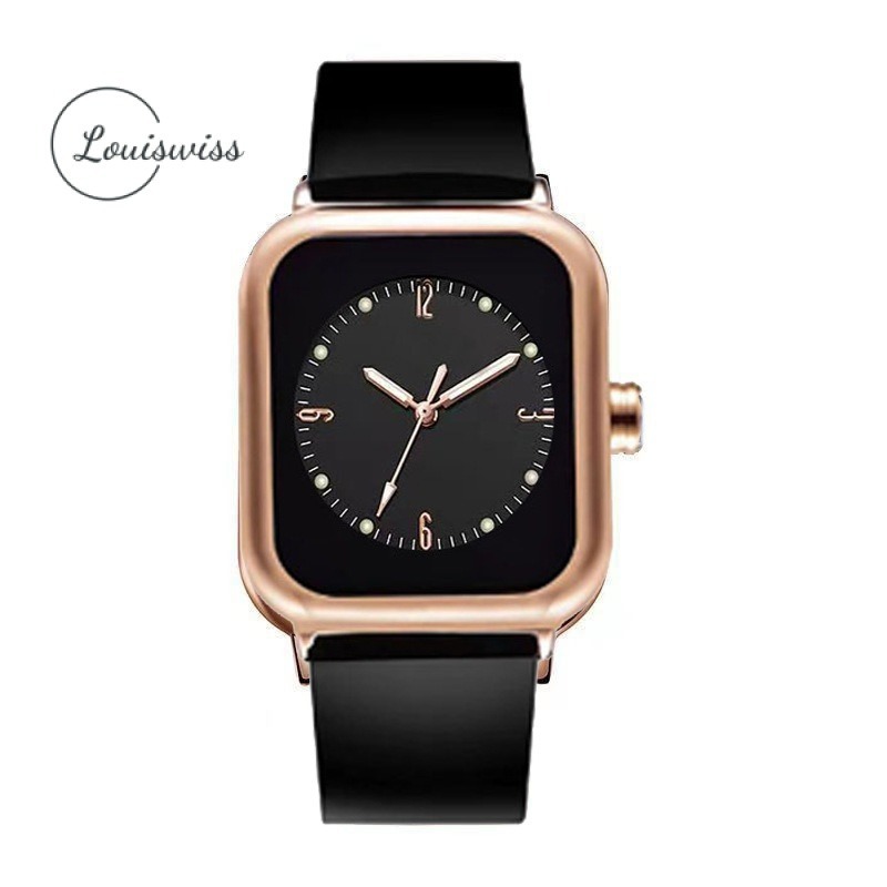 Louiswiss Nữ Vòng Tay Đồng Hồ Sang Trọng Jam Tangan Cặp Đôi Cho Đồng Hồ Silicon Người Yêu Unisex Hoa Hồng Vàng Đầm Nữ Đồng Hồ Thạch Anh