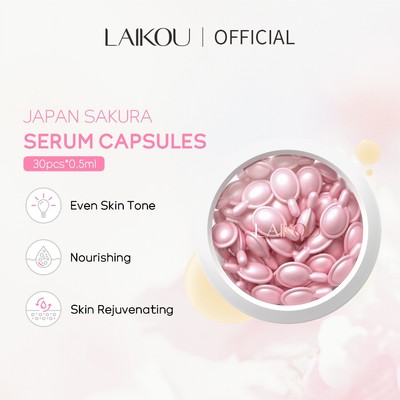 Laikou Sakura Facial Serum Smooth Fine Lines Boost Radiance 30 Viên * 0.5ml