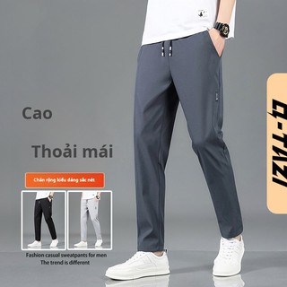 Q Tazi Quần lụa băng khô nhanh cho nam Độ đàn hồi cao xu hướng quần thể thao thứ chín