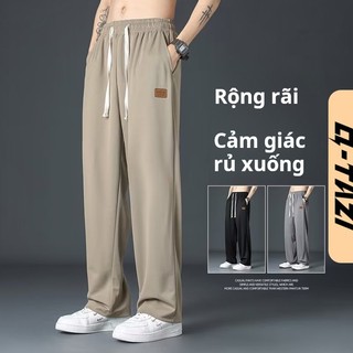 Q Tazi Quần lụa băng khô nhanh Eo đàn hồi thẳng Lỏng lẻo và giản dị