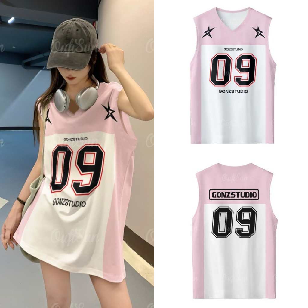 Áo Tanktop cổ chữ V rộng phong cách thể thao nam nữ - Áo bóng đá số 09 Áo bóng rổ Áo bóng rổ Xe tăng