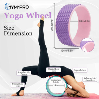 Gympro Bánh xe Yoga Bánh sau Yoga Pilates Vòng tròn để giảm đau lưng Kéo dài và tăng cường cơ bắp cốt lõi Giảm căng thẳng đến cơ bắp và dây chằng Thể hình chuyên nghiệp Thể hình