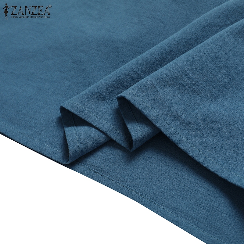 Đầm ZANZEA ngắn tay cổ tròn dáng rộng thời trang Hàn Quốc cho nữ | BigBuy360 - bigbuy360.vn