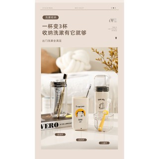 Ánh Sáng Sang Trọng Rửa Cốc Bàn Chải Đánh Răng Kem Đánh Răng Cốc Di Động Bình Đựng Răng Bộ Bảo Quản 3 Trong 1 Du Lịch Nước súc Miệng Cốc