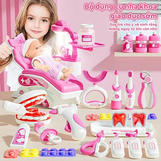 Đồ chơi bác sĩ cho bé gái trai trẻ em nhập vai mô phỏng thiết bị y tế thật, y tá, nha sĩ, combo + khám răng