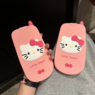  Cô gái xinh đẹp màu hồng hello kitty Flip mô hình điện thoại silicon mềm có gương cho iPhone 16 15promax 14 12 Pro 11 13 pro Max 15 Ốp điện thoại mềm silicon 
