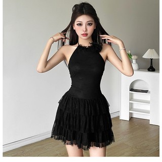 Cutenew Ngọt Ngào Ren Ghép Sinh Nhật Mini Đầm Nữ Mùa Hè 3D Hoa Trang Trí Lớp Đầm