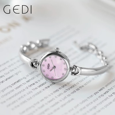 Thiết kế tối giản Gedi, vòng tay mặt tròn nhỏ và tinh tế phong cách thời trang phiên bản Hàn Quốc Đồng hồ nữ chống thấm nước thạch anh đa năng 1156 phong trào trong vòng một năm