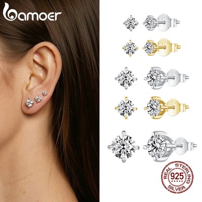 Bông tai bạc Bamoer 925 Moissanite Món quà trang sức đơn giản dành cho nữ