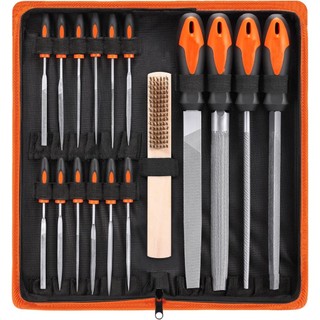 Bộ hồ sơ kim loại 16 / 17 chiếc, Thép hợp kim rèn T12 thả, Tập tin lớn phẳng / tam giác / nửa tròn / tròn và 12 tập tin kim có hộp đựng