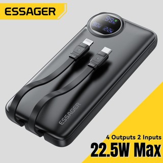 Ngân hàng điện thoại di động màn hình kỹ thuật số ESSAGER 22,5W với cáp sạc nhanh giao diện Type C và L