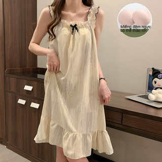 Đầm Ngủ Cotton Hai Dây Phong Cách Công Chúa Ngọt Ngào Thời Trang Mùa Hè Mới 2024 Dành Cho Bạn Nữ Mặc Ở Nhà