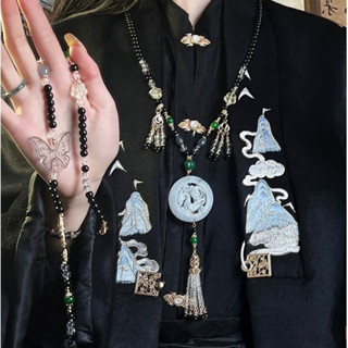 Mới Phong Cách Trung Hoa Phong Cách Trung Hoa Lưng Mây Tua Rua Đính Hạt Yingluo Vòng Cổ Nữ Thiết Kế Niche Áo Len Dây Xích Ngựa Mặt Váy Sườn Xám Phụ Kiện