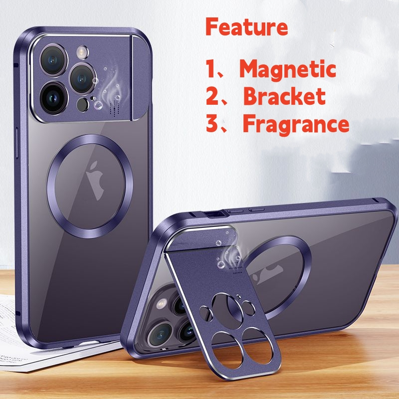 Giá đỡ hương thơm iPhone 15 14 13 Pro Max 15 Plus 14 Plus Vỏ điện thoại Kim loại sang trọng Giá đỡ gấp từ tính Thu hút Vỏ chống rơi Vỏ đứng kinh doanh