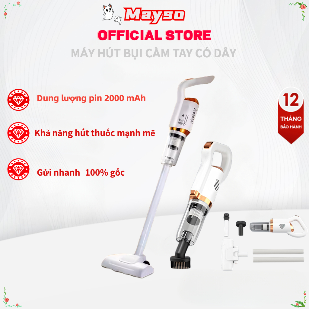 Mayso Máy hút bụi không dây di động nhỏ gọn và thuận tiện cho xe hơi, văn phòng và phòng ngủ gia đình sử dụng 3 trong 1