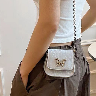 Jivil Túi Đeo Ngang Nữ Y2K Nơ Mới Hàn Quốc Đa Năng Instagram Bạc Mini Dây Xích Một Vai Yên Túi