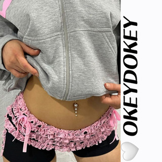 Okdk-quần Short Vải Tuyn Dây Rút Co Giãn Viền Ren Màu Đen Trang Trí Dành Cho Bạn Nữ