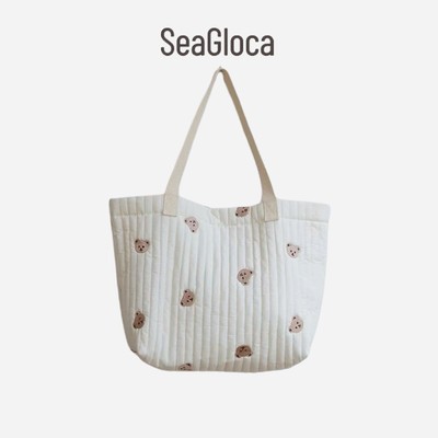 Seagloca Mới Đơn Giản Dung Tích Lớn Cotton Tote Túi Nách Cho Nữ 1873