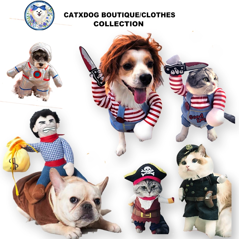 【Yuanzhs Pet Trang Phục Hóa Trang Cao Bồi Hoạt Hình Cho Thú Cưng đồ cho chó Áo cải trang chó mèo Quần áo chó mèo đồ hoá trang thú cưng Đồ mặc cho chó áo cho chó hình cướp cầm dao áo cho cún poodle Áo cho thú cưng dễ thương [XS-XL]