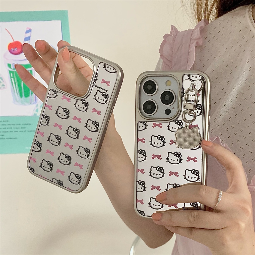 Dành cho iphone Case 15 Pro Max 14 Pro Max 13 Pro Max 12 Pro Max Silver Frame - Mirror Full Screen K