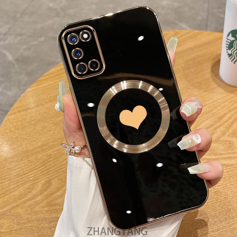 Ốp Lưng Cho OPPO A52 A92 Ốp Điện Thoại TPU Silicon Mạ Điện Với Vỏ Mềm Hút Từ Tính Đơn Giản Và Ống Kính Chống Rơi