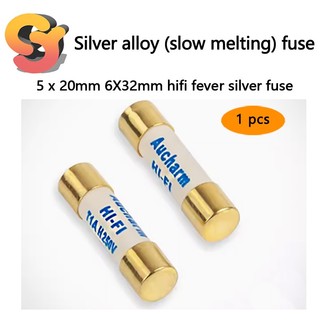 [Cung cấp hàng có sẵn] 1 chiếc Cầu chì mạ vàng hifi Fever Cầu chì bạc Hợp kim bạc CD Bộ khuếch đại bàn xoay Bộ khuếch đại công suất Giai đoạn trước Giai đoạn sau 5 x 20mm 6X32mm Cầu chì hợp kim bạc
