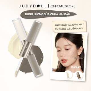 JUDYDOLL Kem tạo khối bắt sáng Liquid Highlighter & Contour Duo Lâu trôi Tự nhiên 4,8g