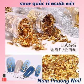 Hộp lá Foil màu vàng/bạc lấp lánh trang trí móng tay nghệ thuật